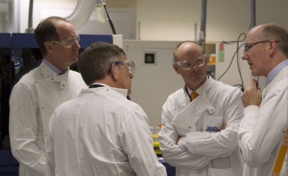 UQ’s Institute for Molecular Bioscience Director Brandon Wainwright, left, Minister for Science, Information Technology, Innovation and the Arts Ian Walker, Queensland Premier Campbell Newman and lead researcher Professor Sean Grimmond. UQ’s Institute for Molecular Bioscience Director Brandon Wainwright, left, Minister for Science, Information Technology, Innovation and the Arts Ian Walker, Queensland Premier Campbell Newman and lead researcher Professor Sean Grimmond.